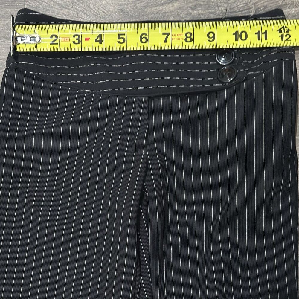 Vintage Y2K Rave Flare Trouser Pants Low Rise Pinstripe Office Siren 90's Y2K 0 - Picture 6 of 7